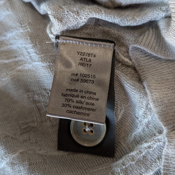 John Varvatos Cashmere Silk Long Sleeve V Neck Lightweight Textured Cardigan M - Picture 6 of 12